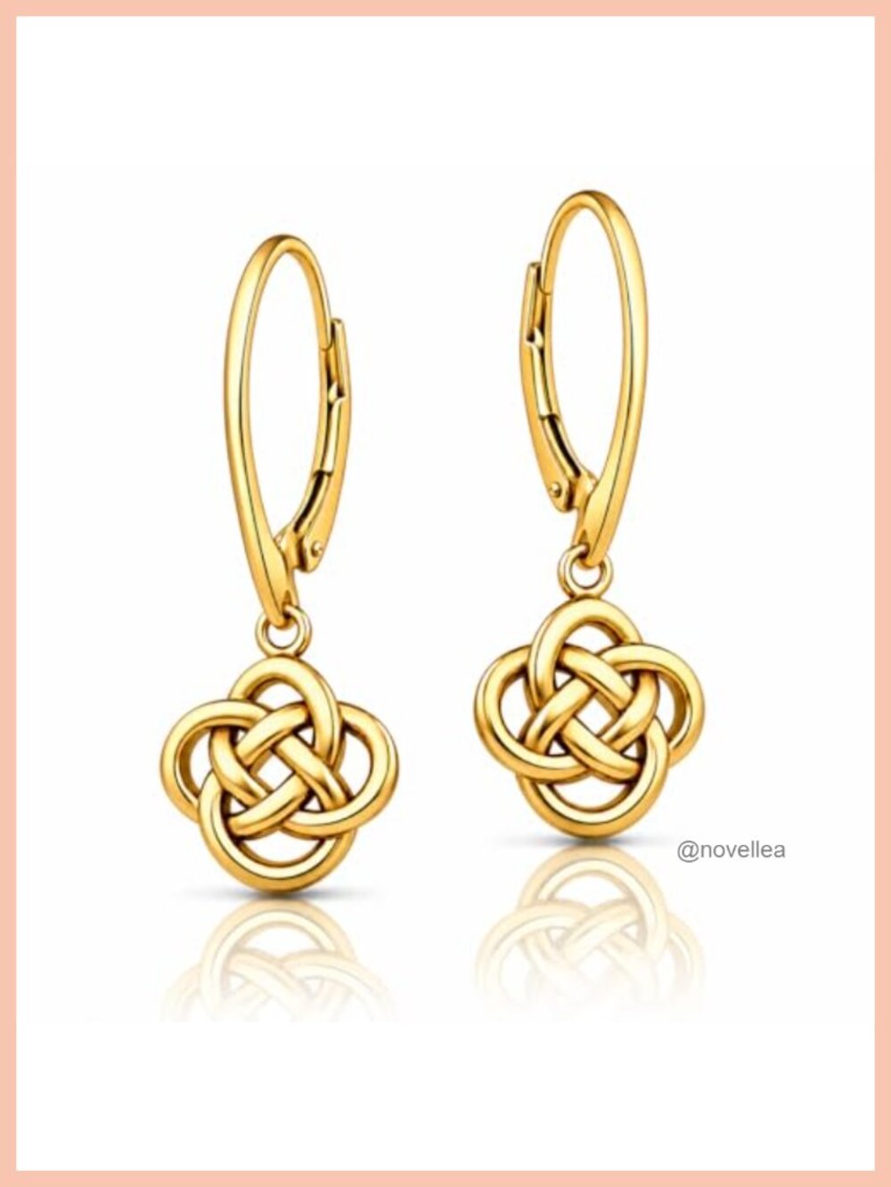 925 Sterling Silver Celtic Love Knot Leverback Dangle Earrings Women
